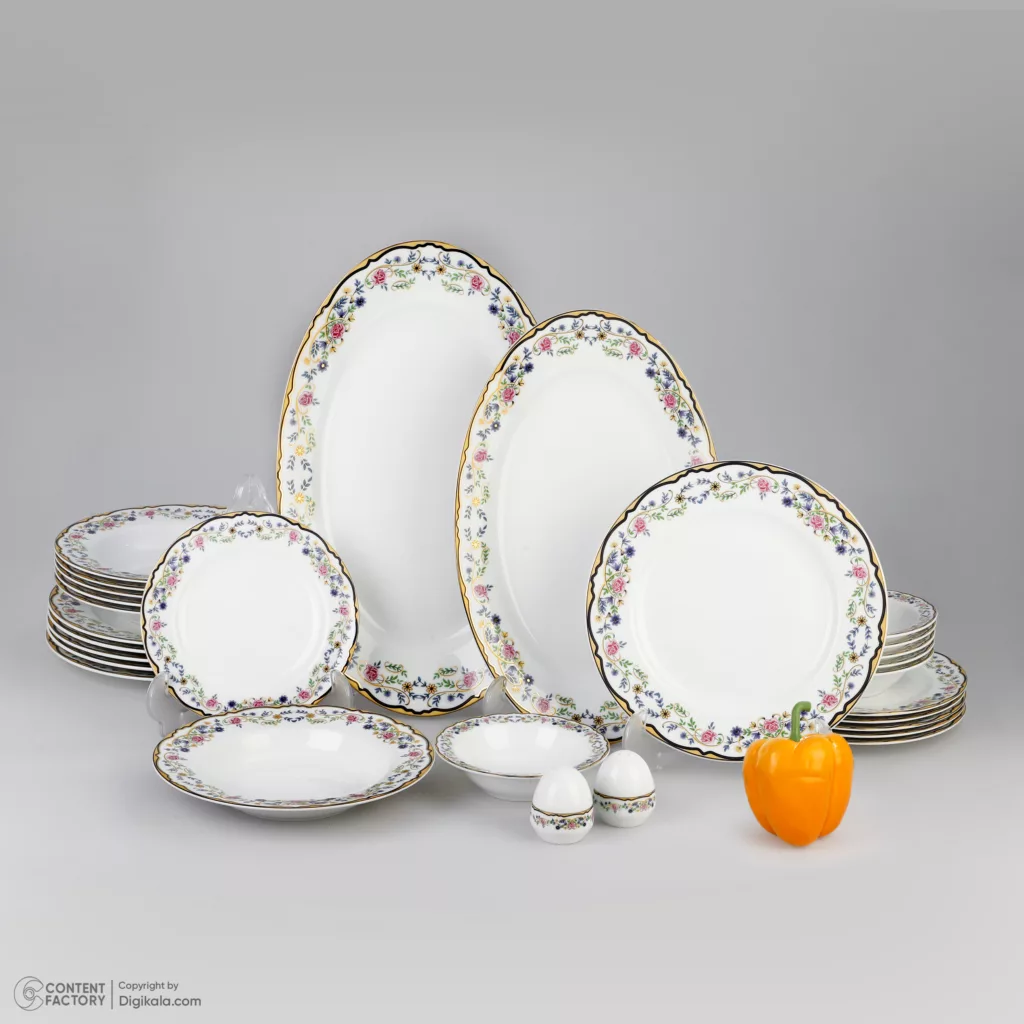 سرویس  غذا خوری 28 پارچه چینی زرین ایران سری ایتالیا اف مدل Golestan 2 درجه عالی