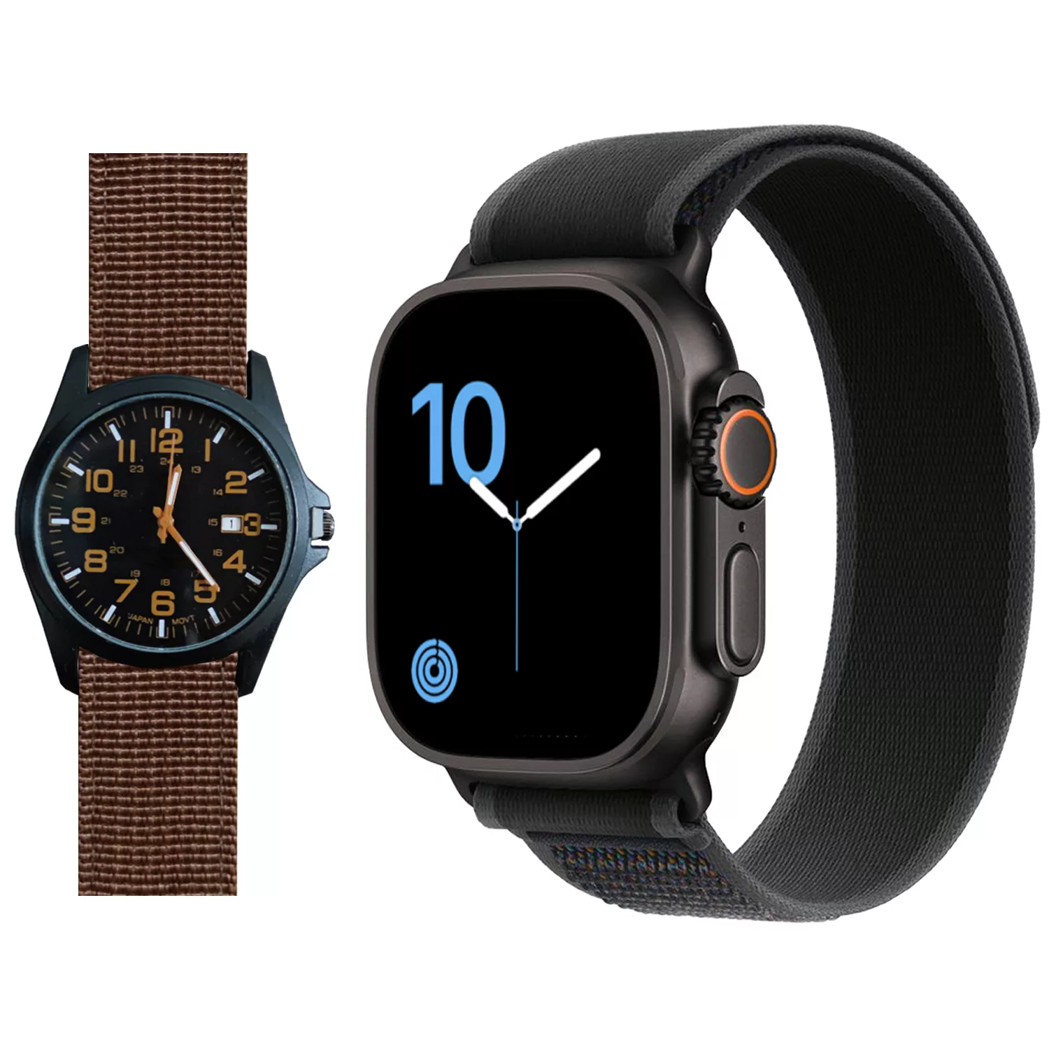 ساعت هوشمند 2.02 اینچی ویکتوری مدل WATCH 9 ULTRA 2 با بند پارچه ای به همراه ساعت مچی