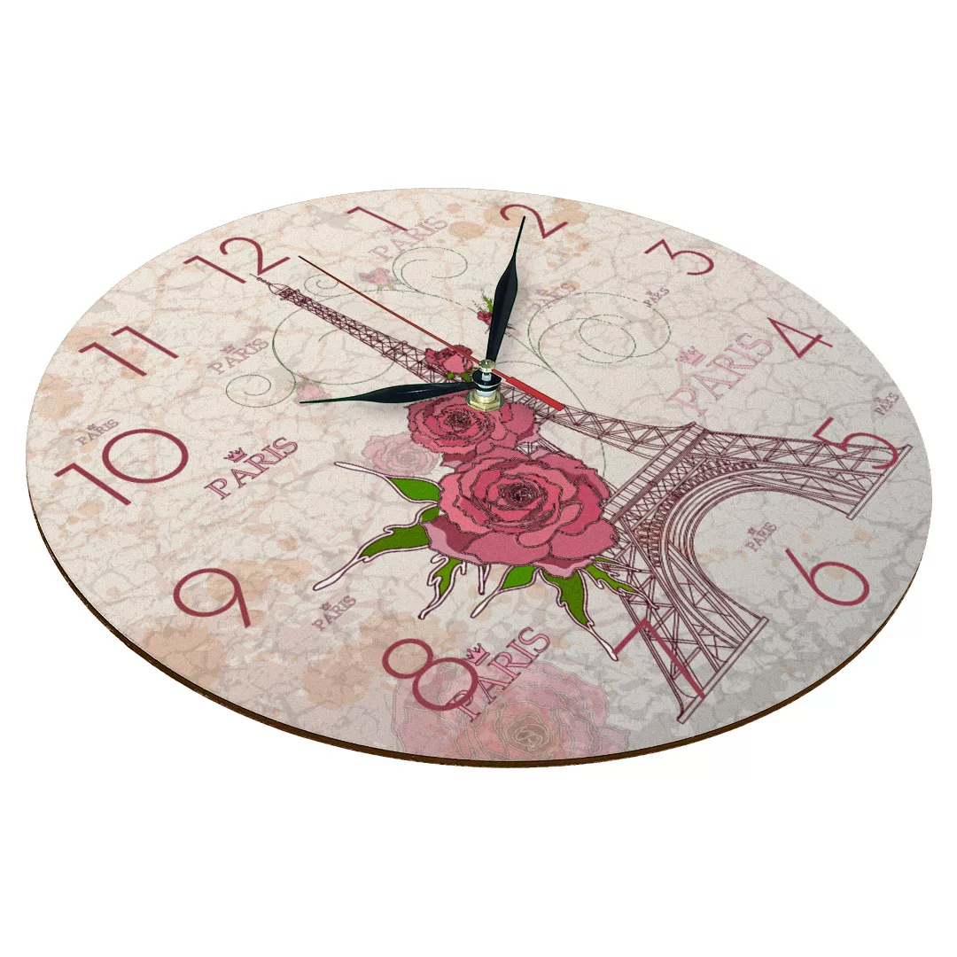 ساعت دیواری طرح برج ایفل و گل رز کد 1237