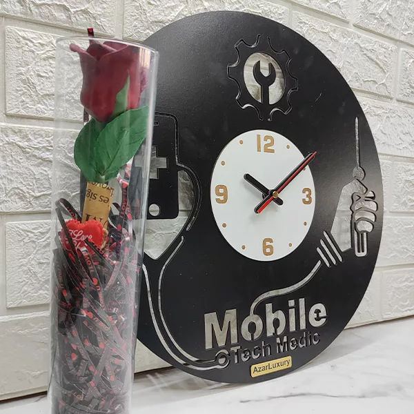 ساعت دیواری آذرلاکچری طرح موبایل فروشی کد mob01