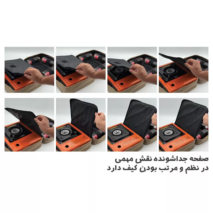 اجاق گاز سفری مدل ویلو به همراه کیف و کپسول مجموعه 4 عددی