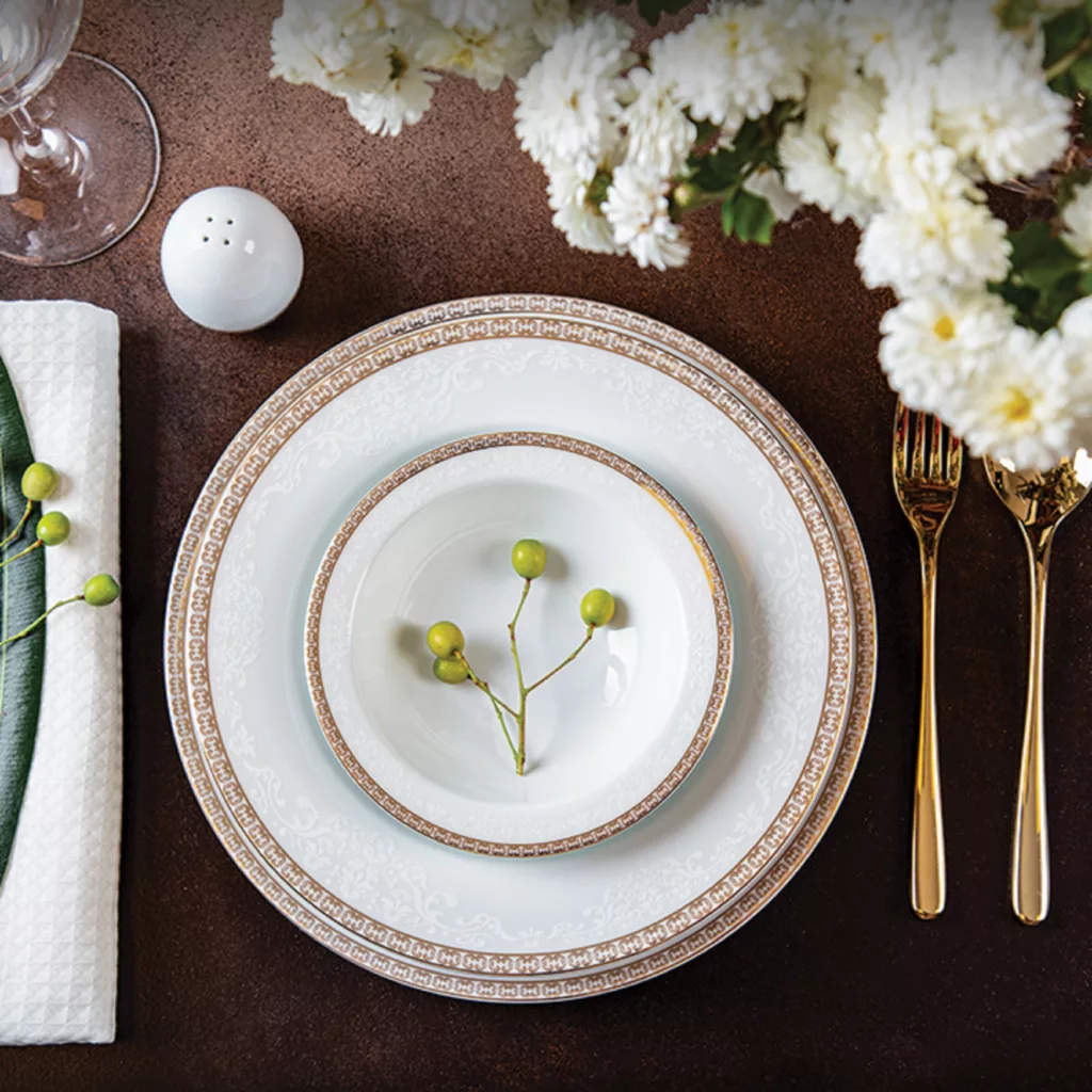 سرویس غذاخوری 28 پارچه چینی زرین ایران مدل ایتالیا اف ریوا درجه 3