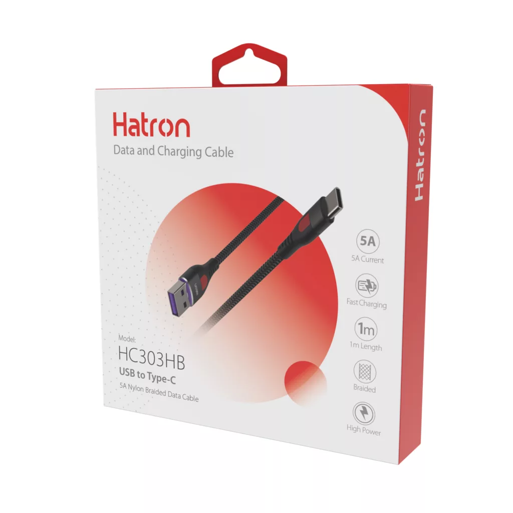 کابل USB به USB-C هترون مدل HC303HB طول 1 متر