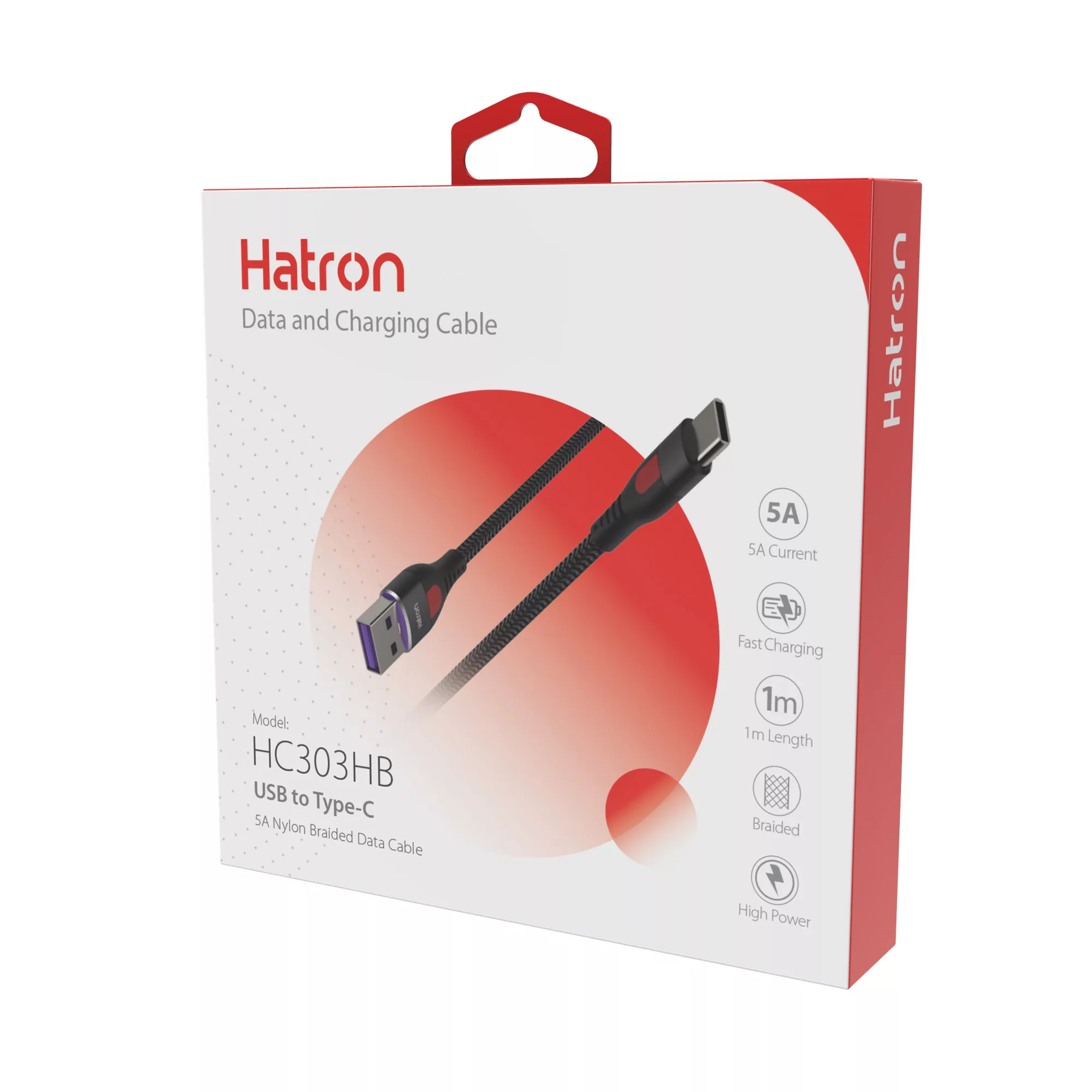 کابل USB به USB-C هترون مدل HC303HB طول 1 متر