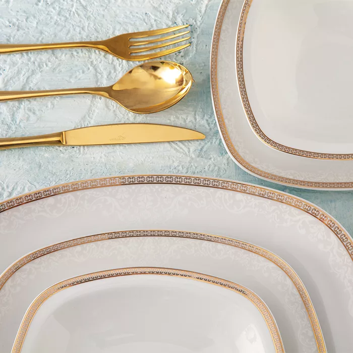 سرویس غذاخوری 27 پارچه 6 نفر چینی زرین ایران مدل کواترو ریوا درجه عالی