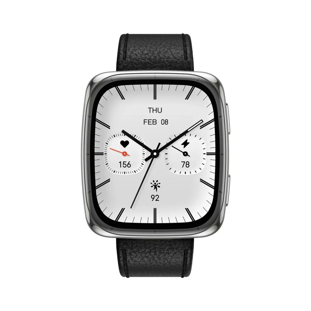 ساعت هوشمند 43 میلی متری امیزفیت مدل Active 2 Square با بند چرمی