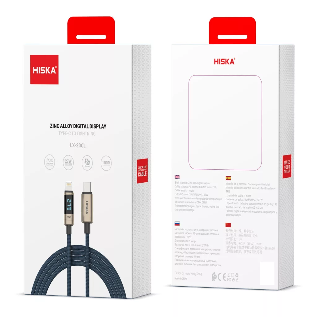 کابل تبدیل USB-C به لایتنینگ هیسکا مدل LX-20CL طول 1 متر