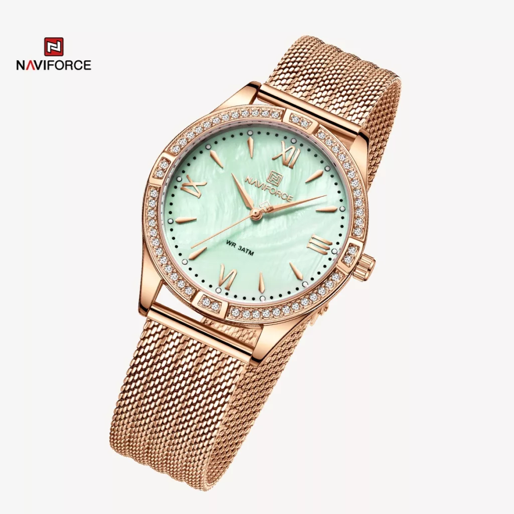ساعت مچی عقربه ای زنانه نیوی فورس مدل نگین کد NF5028