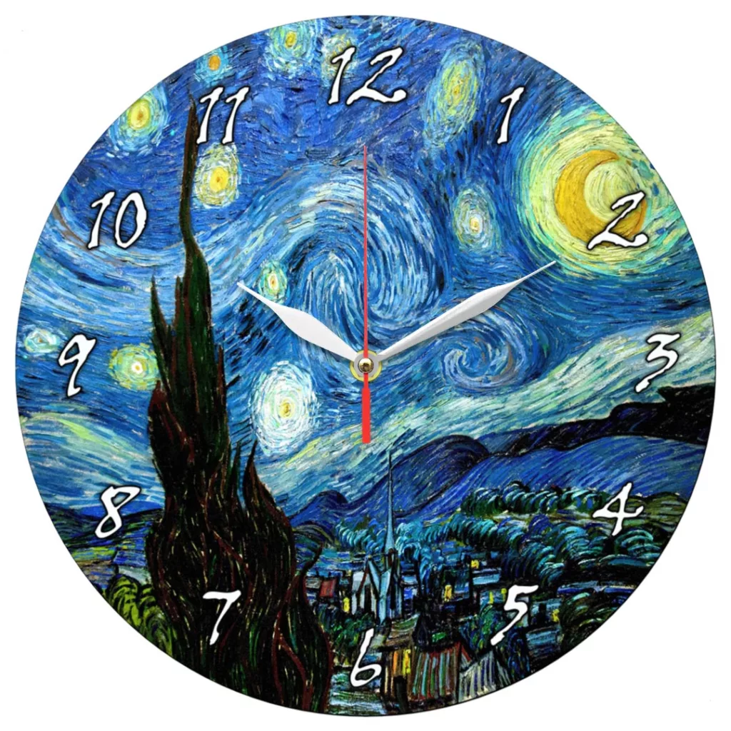 ساعت دیواری طرح نقاشی شب پر ستاره ونگوگ کد 1441