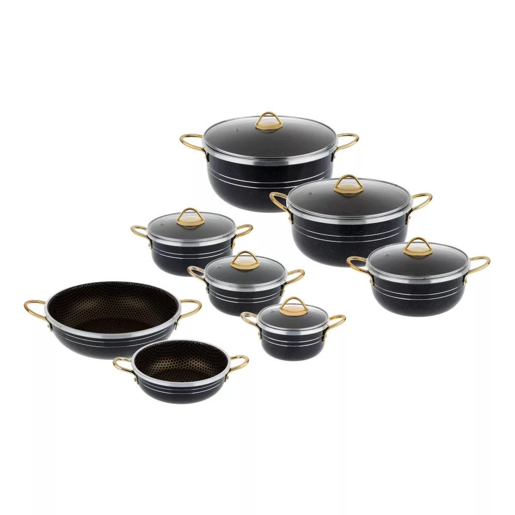 سرویس پخت و پز 14 پارچه هلنا طرح چدن مدل لانه زنبوری