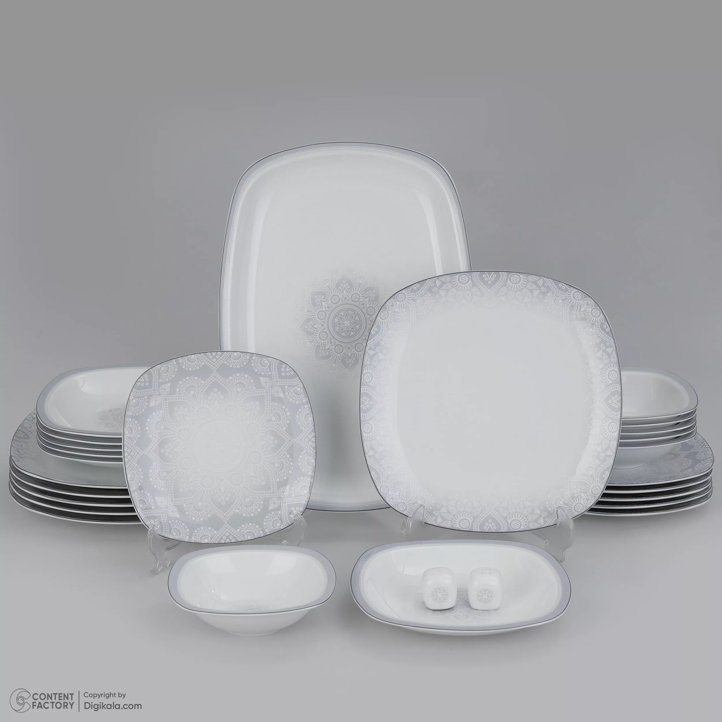 سرویس غذاخوری 27 پارچه چینی زرین ایران سری کواترو مدل ادلین درجه عالی