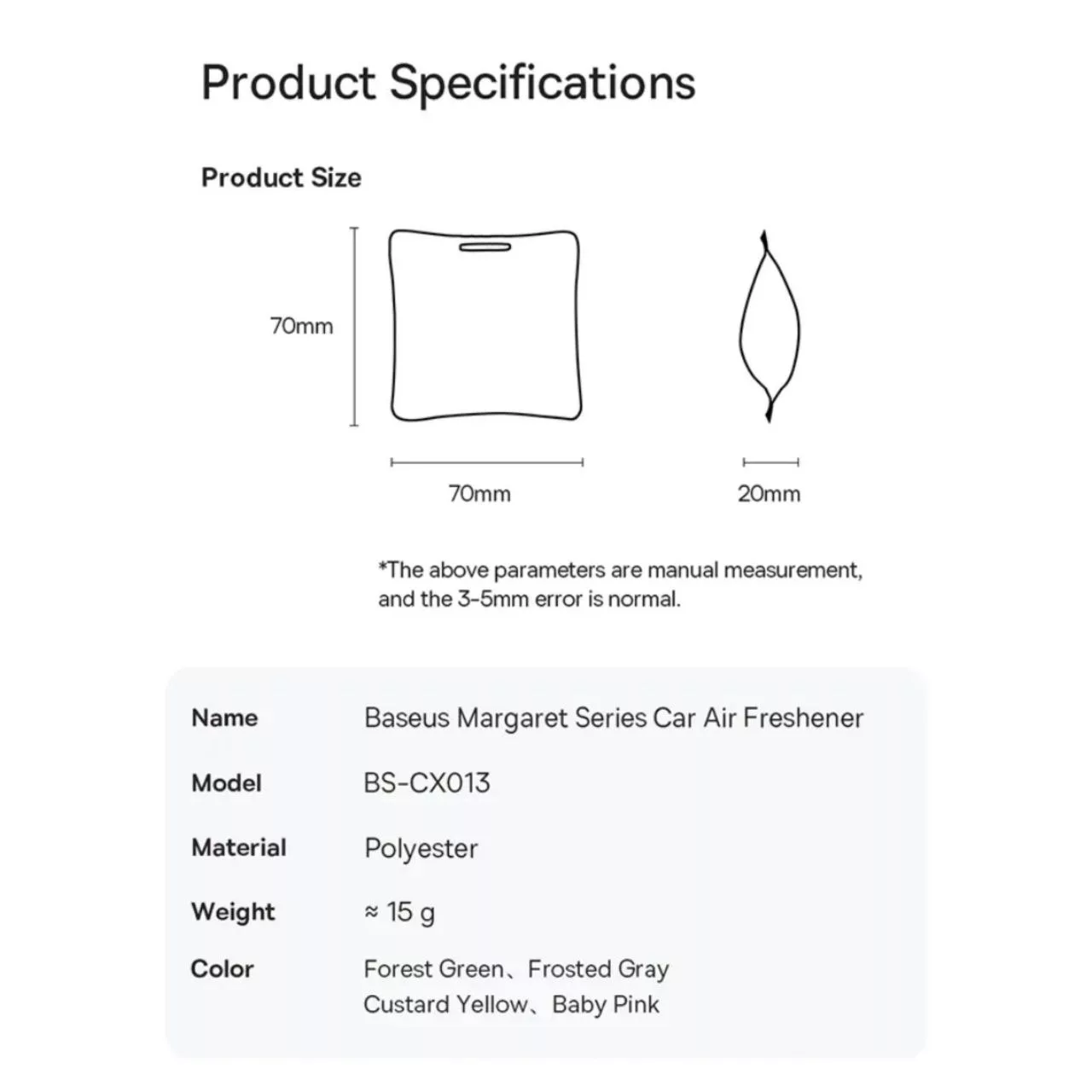 خوشبو کننده خودرو بیسوس مدل Margaret Series BS-CX013