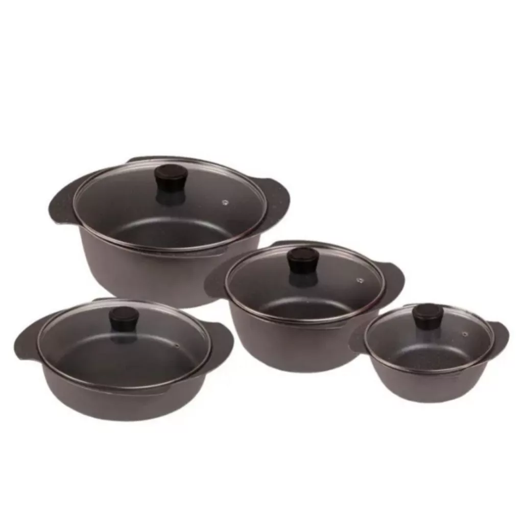 سرویس قابلمه و تابه گرانیتی 8 پارچه باکتر مدل دسته پروانه‌ای ایفل