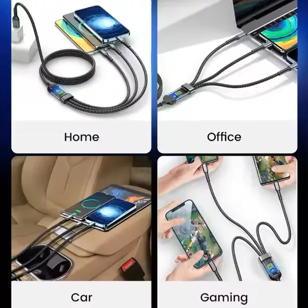 کابل تبدیل USB به micro USB/لایتنینگ/USB-C مدلTDA-218 طول 1.2 متر