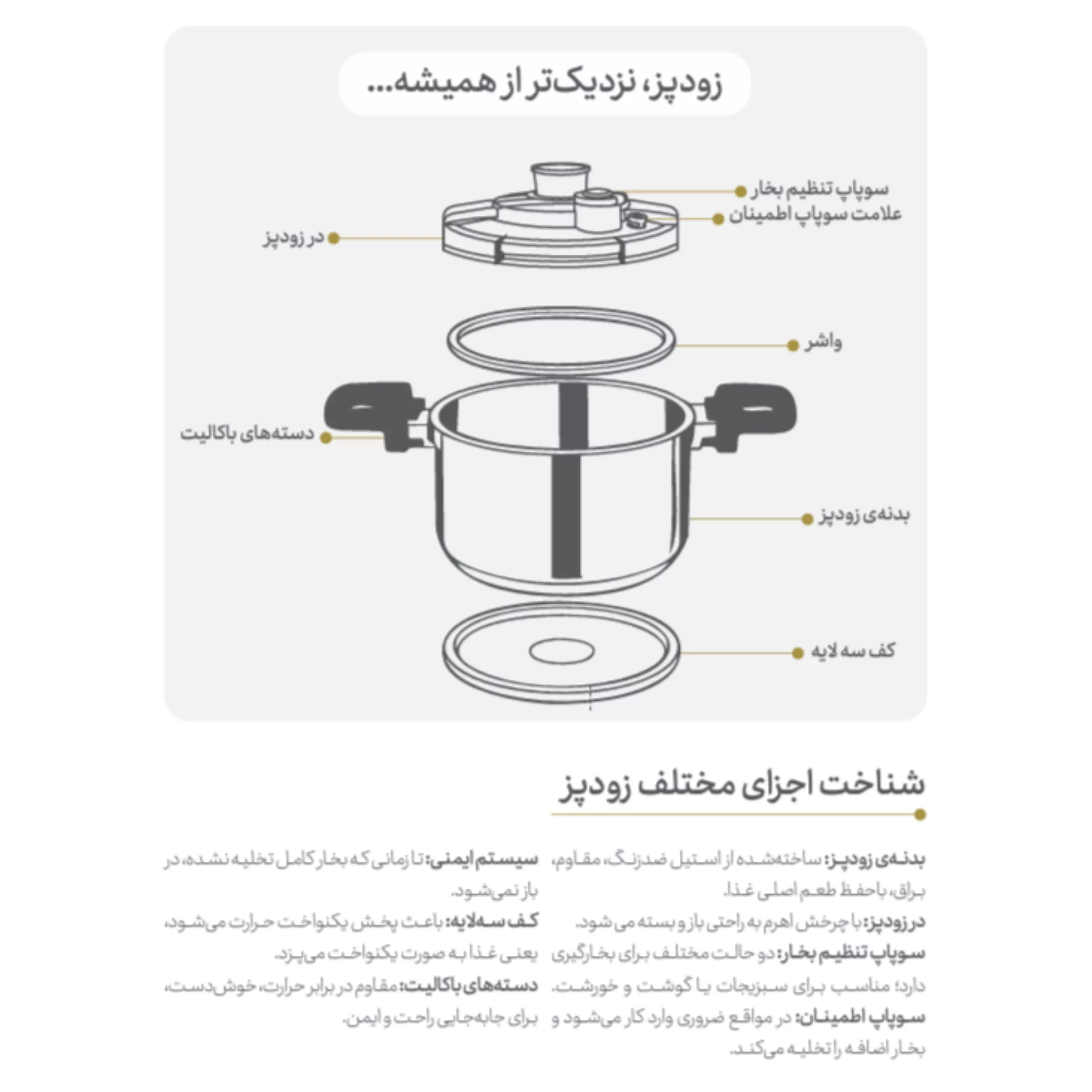 زودپز پارس استیل مدل وستا گنجایش 6 لیتر