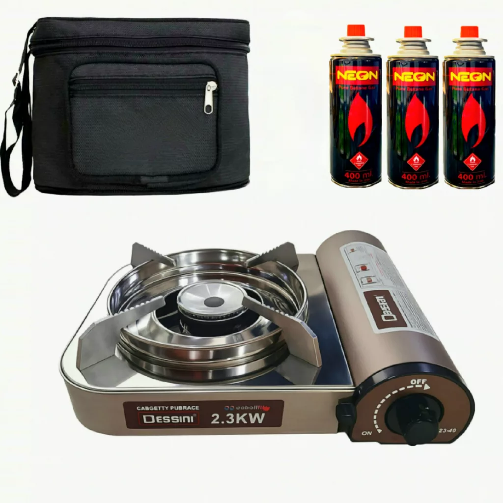 اجاق سفری دسینی مدل 2.3wk به همراه کیف حمل کپسول و کپسول مجموعه 5 عددی