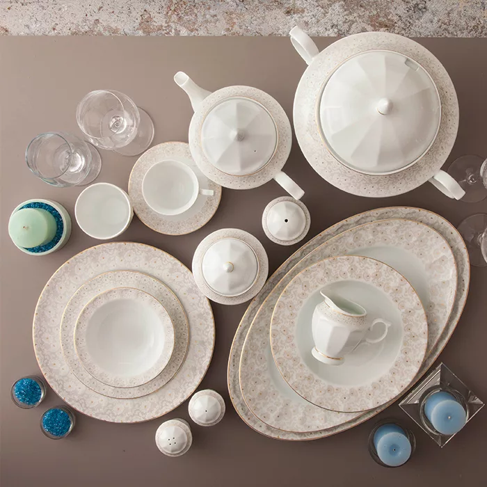 سرویس غذاخوری 103 پارچه چینی زرین ایران مدل نئوکلاسیک کارراگلد درجه عالی