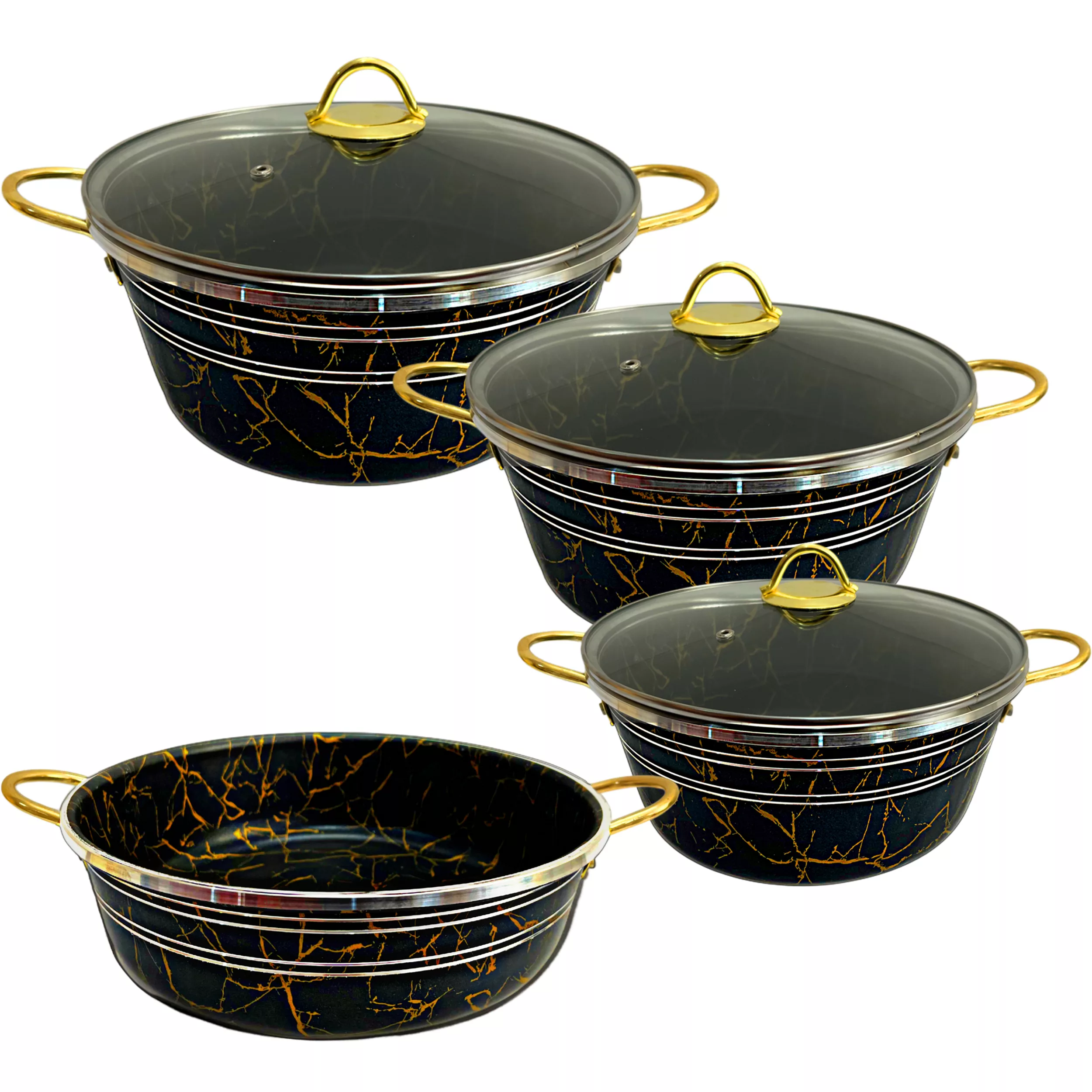 سرویس قابلمه و تابه  گرانیتی 7 پارچه دایان مدل ماربل