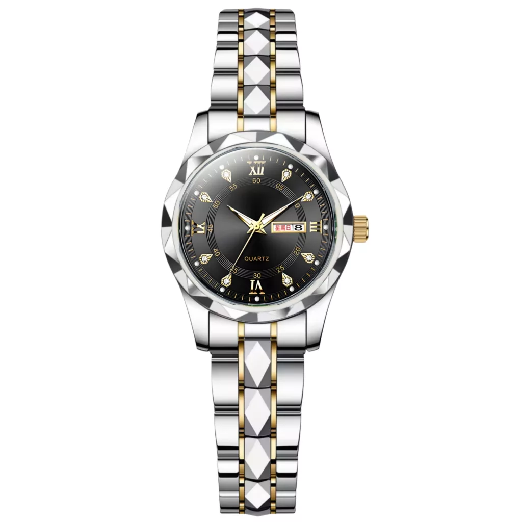 ساعت مچی عقربه‌ای زنانه مدل کوارتز کلاسیک طرح تراش الماسی کد C1.8