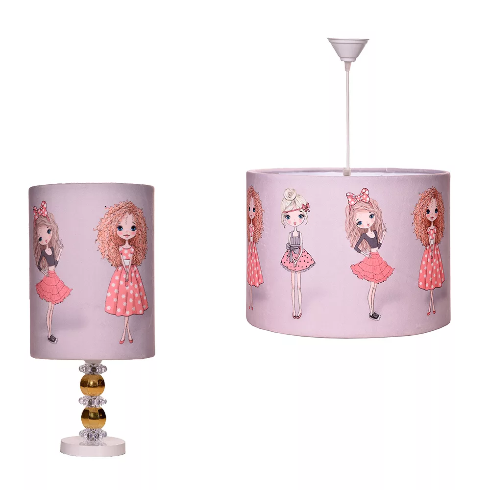 لوستر و آباژور کودک مدل دختر فرفری