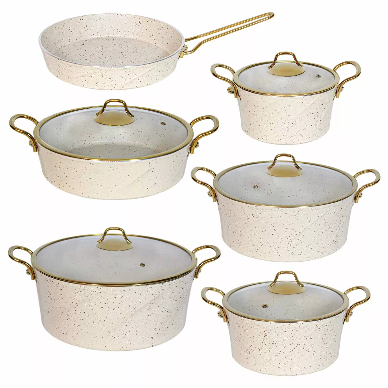 سرویس پخت و پز 11 پارچه اویز پلاس مدل ماریا دسته طلایی