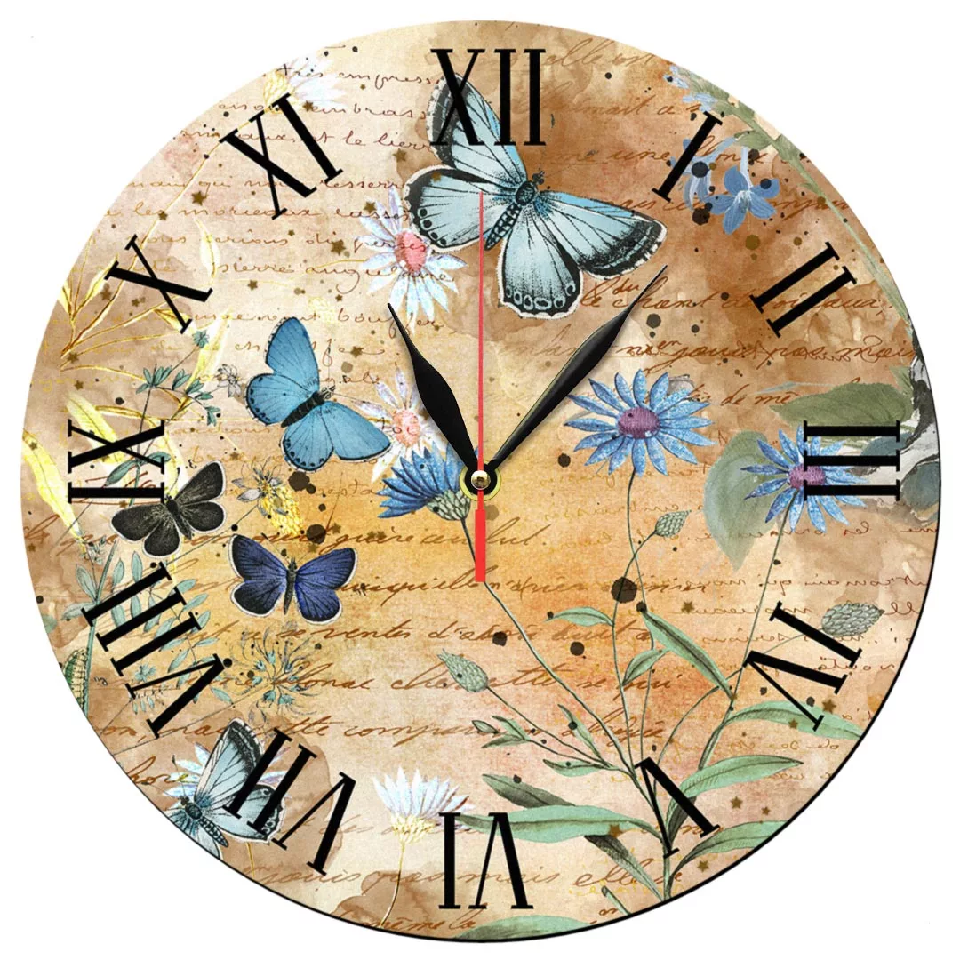 ساعت دیواری طرح گل و پروانه کد 1191 ساعت دیواری طرح گل و پروانه کد 1191