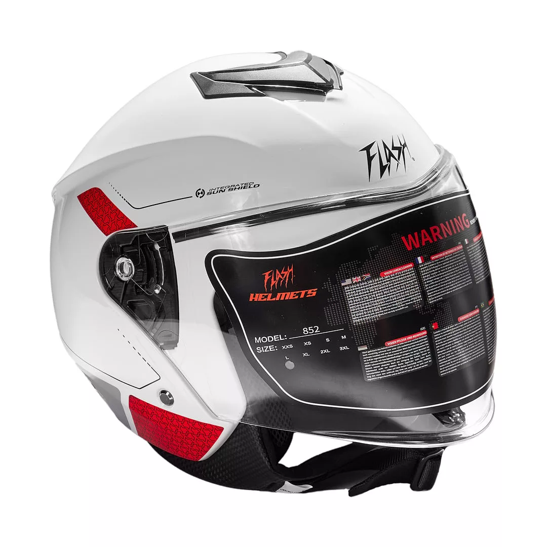 کلاه کاسکت بدون فک فلش مدل 852 glossy red-white