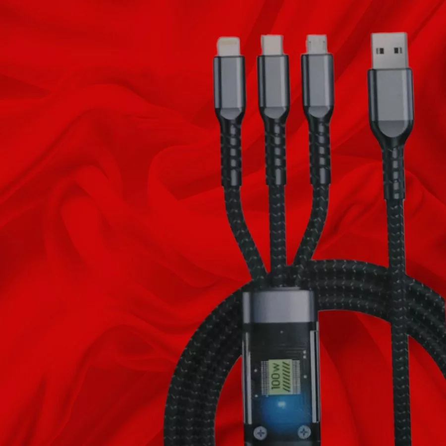 کابل تبدیل USB به USB-C / microUSB / لایتنینگ مدل 100-W طول 1 متر