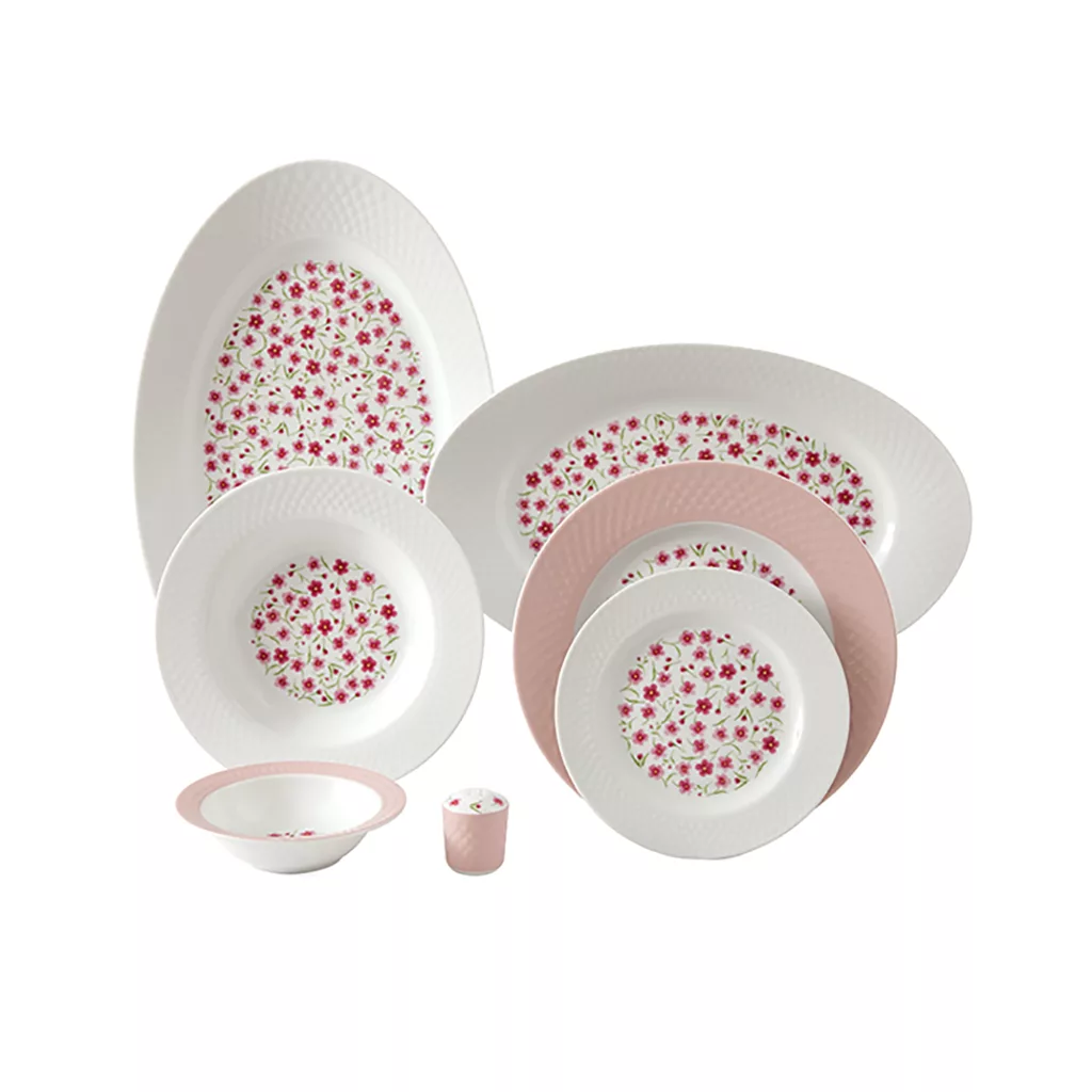 سرویس غذاخوری 28 پارچه چینی زرین ایران سری رادیانس مدل فلورال درجه یک