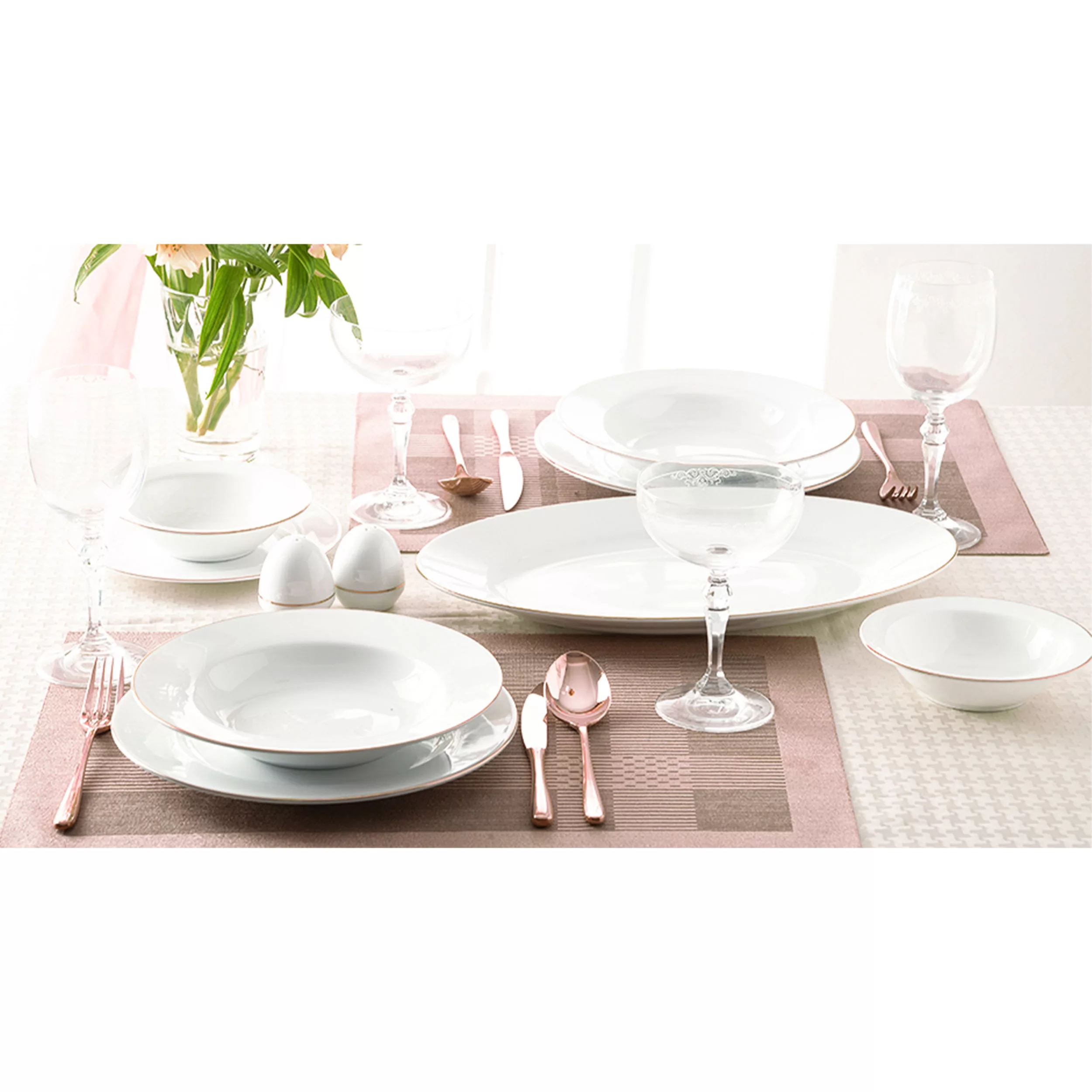 سرویس غذاخوری 28 پارچه چینی زرین ایران مدل ایتالیا اف رزگلد درجه 3