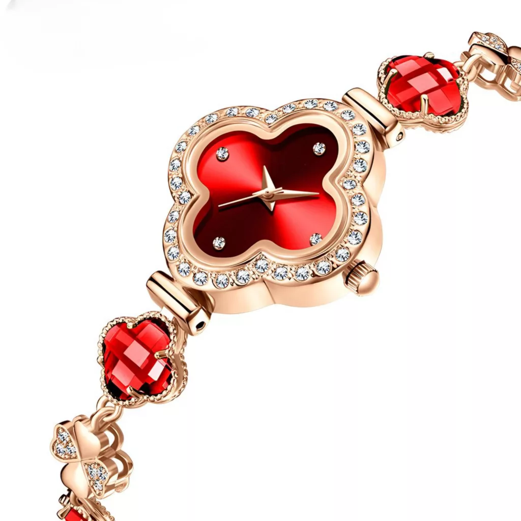 ساعت مچی عقربه ای زنانه مدل دستبندی طرح یاقوتی