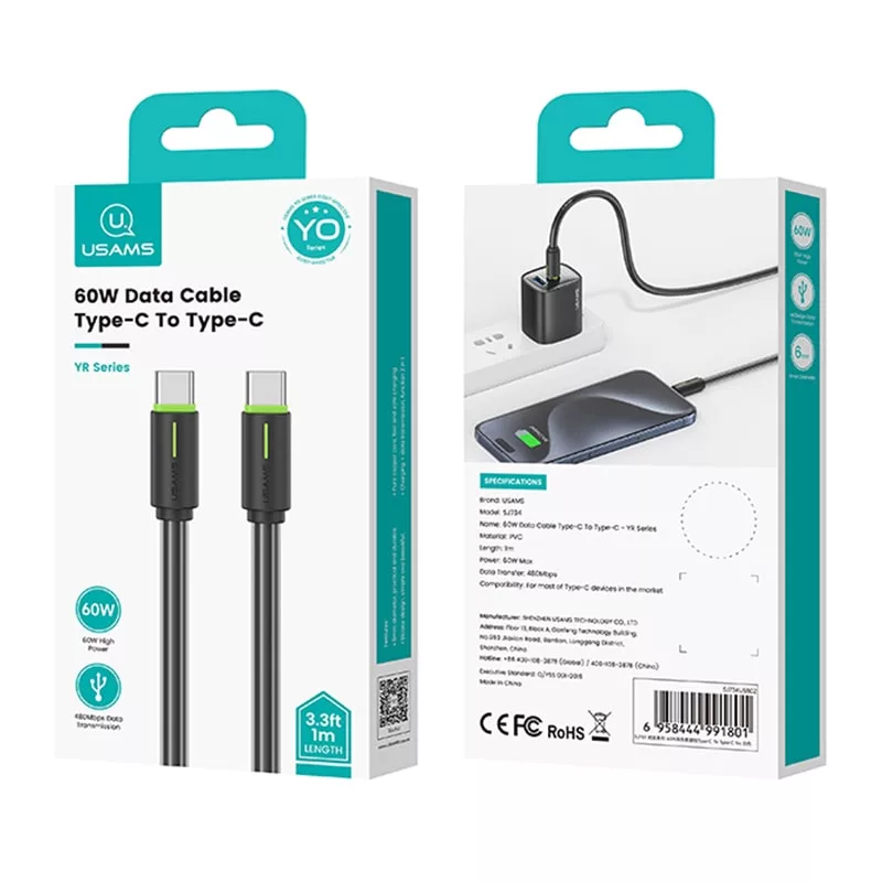کابل USB-C یوسمز مدل SJ734 طول 1 متر