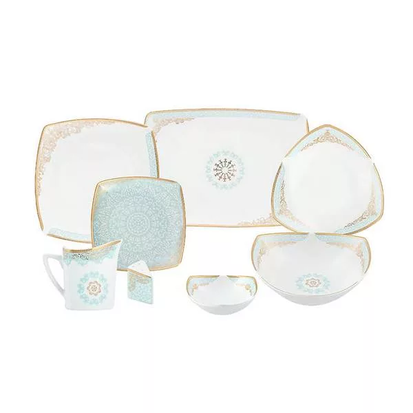 سرویس غذاخوری 105 پارچه چینی پردیس طرح دنیا فیروزه