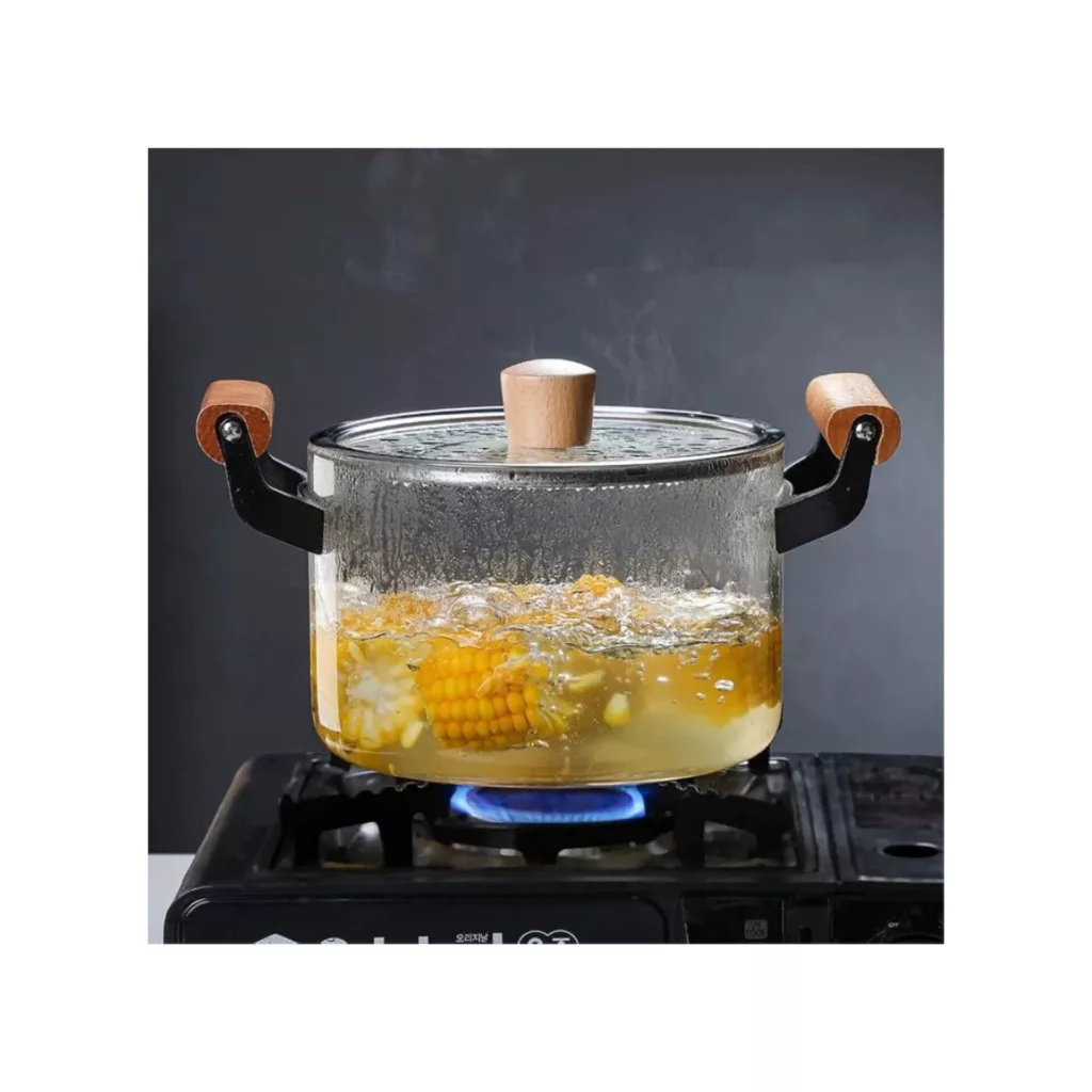 سرویس قابلمه ۴ پارچه مدل شیشه ایی دسته چوب