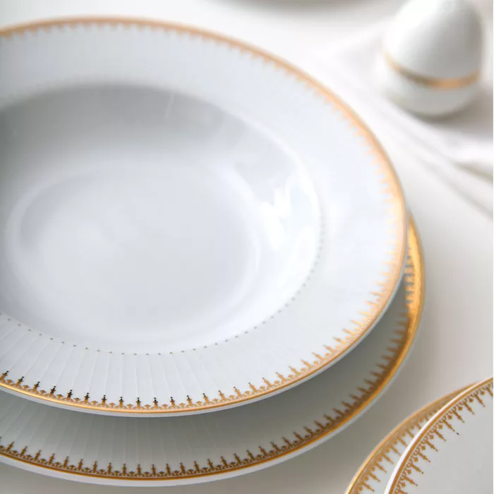 سرويس غذاخوری 28 پارچه چینی زرین ایران مدل ايتاليا اف سپیدار کد 0128 درجه یک