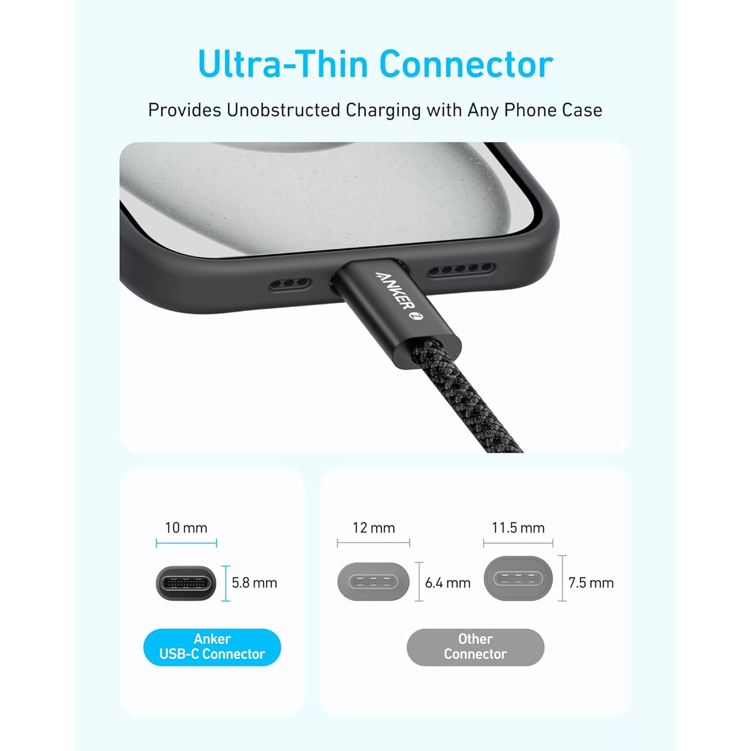 کابل تبدیل USB-C به USB-C انکر مدل Zolo A8060 طول 0.9 متر با توان 240 وات