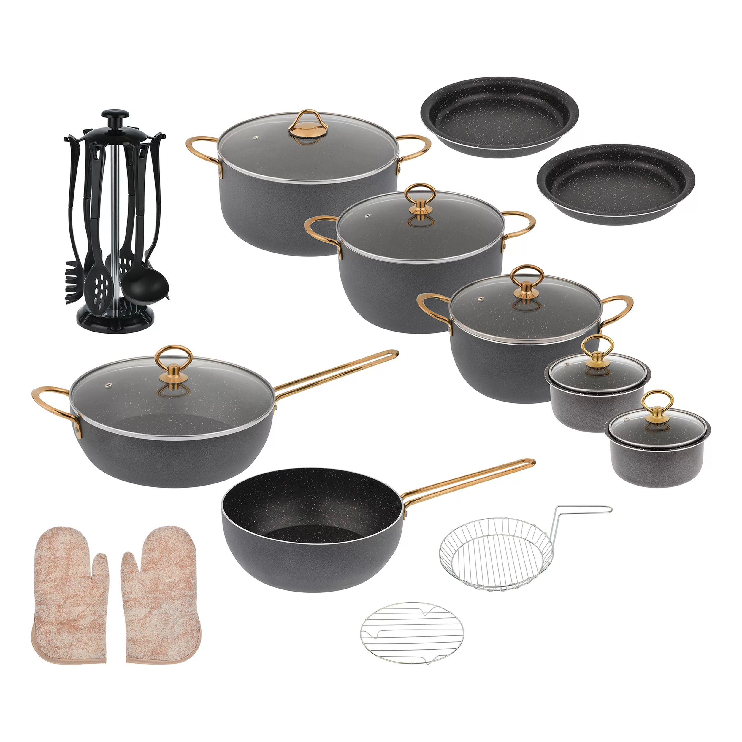 سرویس قابلمه و تابه گرانیتی 26 پارچه میلا مدل لومار