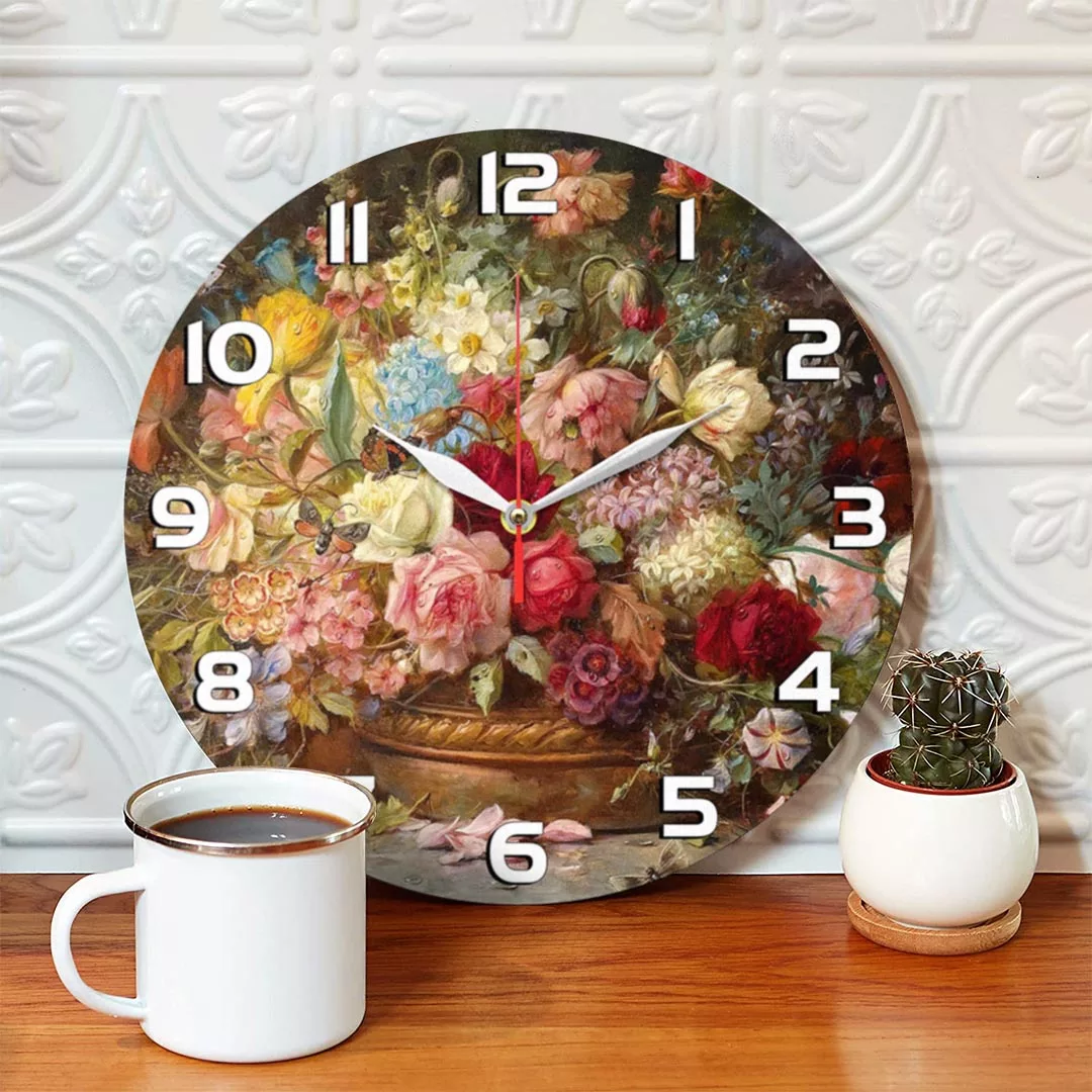 ساعت دیواری طرح گلدان گل کد 1355