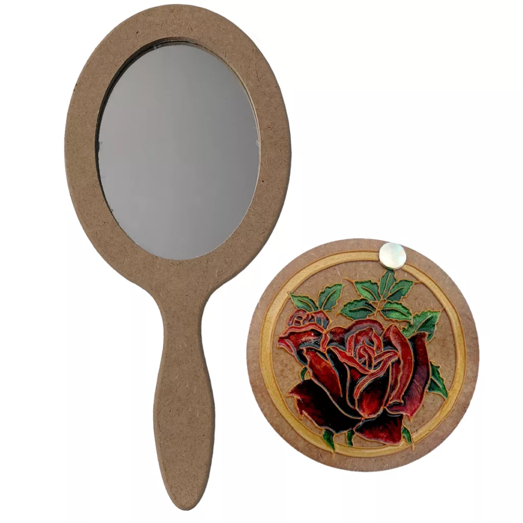 آینه آرایشی مدل گل و مرغ به همراه آینه جیبی