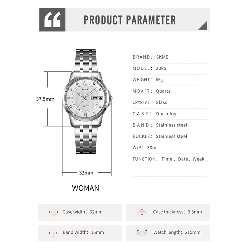 ساعت مچی عقربه‌ای کوارتز زنانه اسکمی مدل 20-85SI