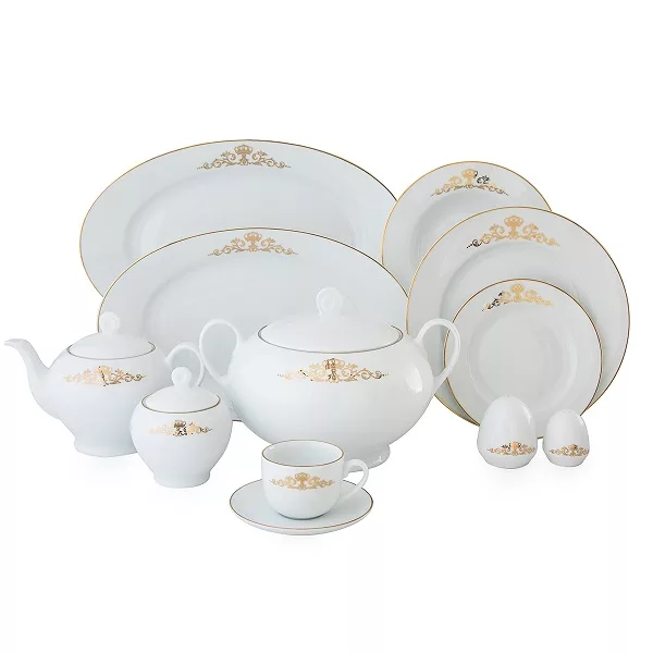 سرویس غذاخوری 102 پارچه 12 نفر چینی زرین ایران مدل ایتالیا کوئین درجه عالی