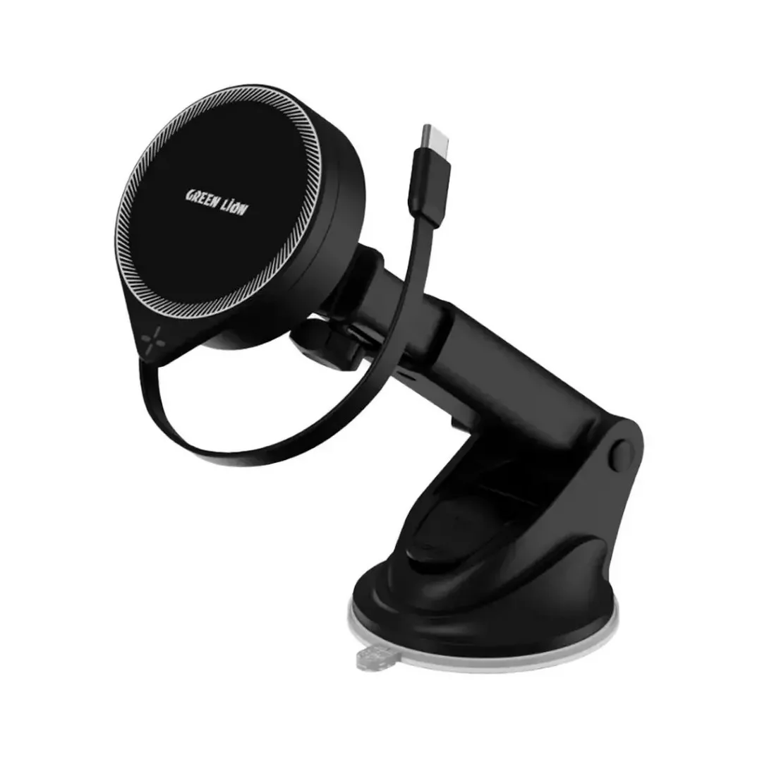 پایه نگهدارنده و شارژر بی سیم گوشی موبایل گرین لاین مدل GH-17 Magsafe Holder GNGH17MGHLBK