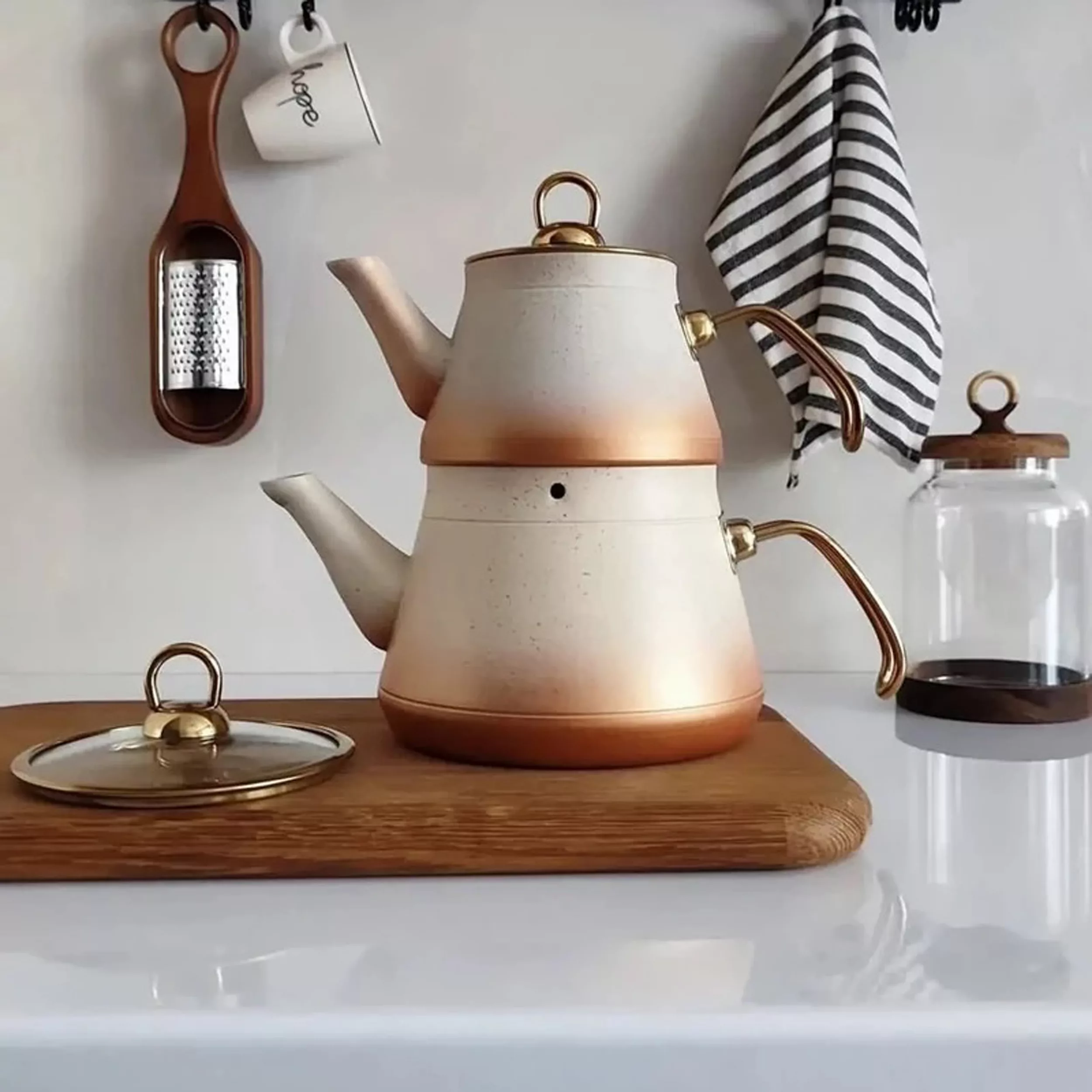 ست کتری و قوری شاهین مدل ARJIN گنجایش کتری 2 لیتر گنجایش قوری 1 لیتر