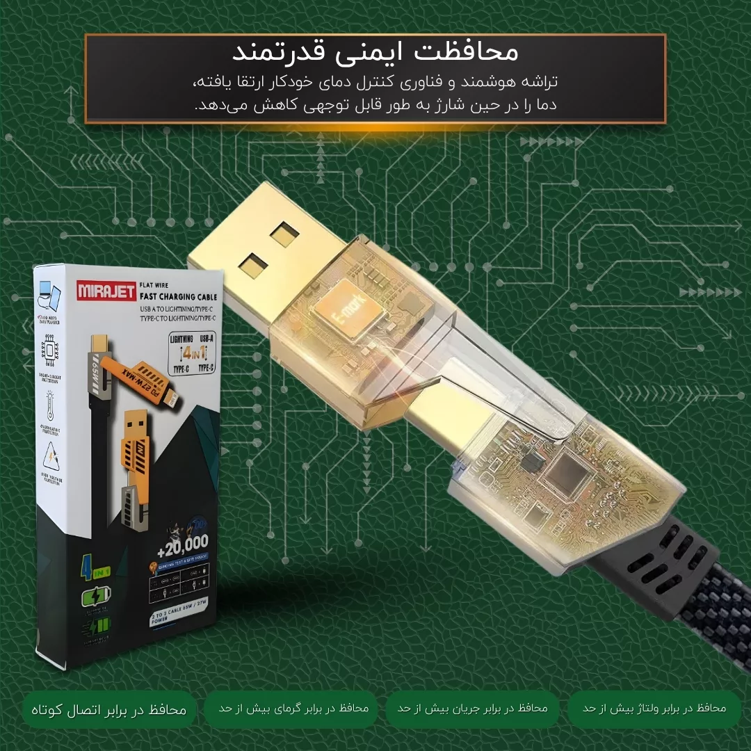 کابل تبدیل USB/USB-C به لایتنینگ/USB-C میراجت مدل Jet-337 طول 1 متر