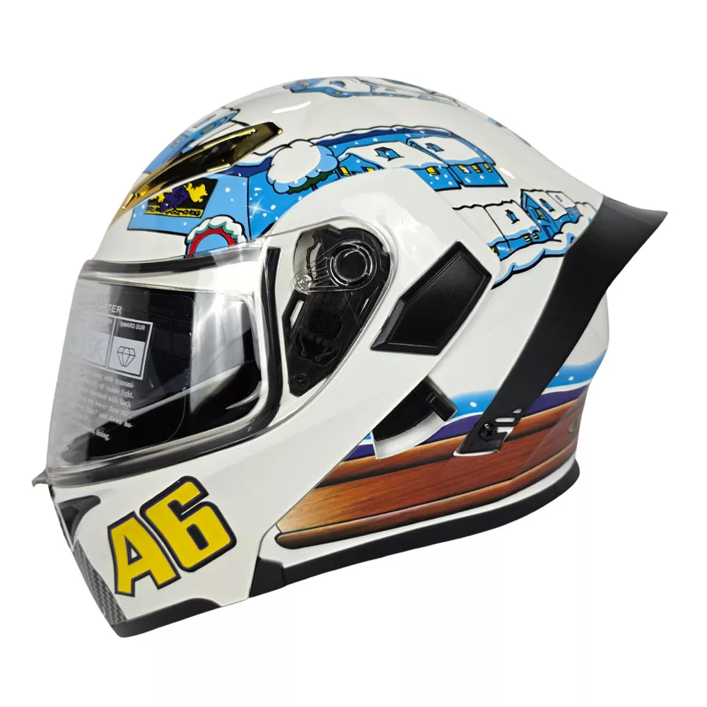 کلاه کاسکت فک متحرک کایک مدل 772 طرح Wh/Snow House