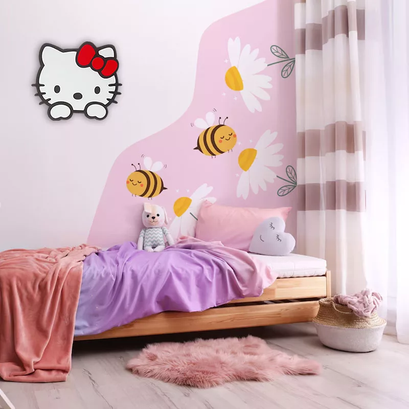 چراغ خواب دیواری اتاق کودک سان لیزر طرح هلو کیتی Hello Kitty مدل ریموت دار