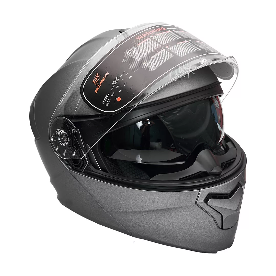 کلاه کاسکت فک متحرک فلش مدل 935Ssv titanium gray