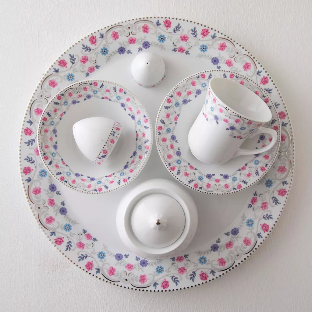 سرویس غذاخوری 81 پارچه چینی زرین ایران مدل شهرزاد باغستان درجه عالی