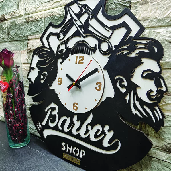 ساعت دیواری آذرلاکچری مدل آرایشگاه کد men14