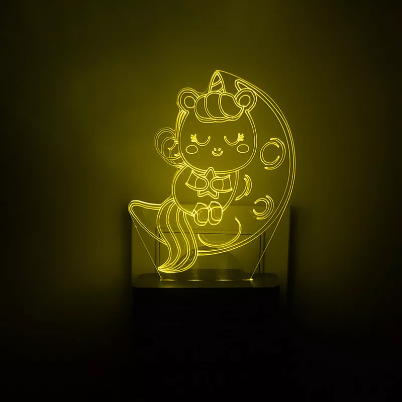 چراغ خواب اتاق کودک طرح تک شاخ و ماه مدل دیواری